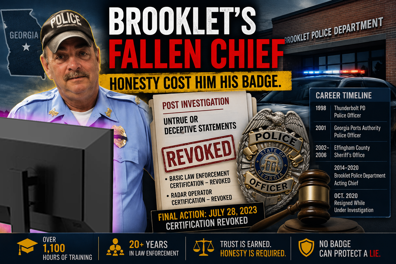 Walter Lee Craft Jr.: Brooklet Police Chief Fired After Computer Investigation and POST Truthfulness Finding