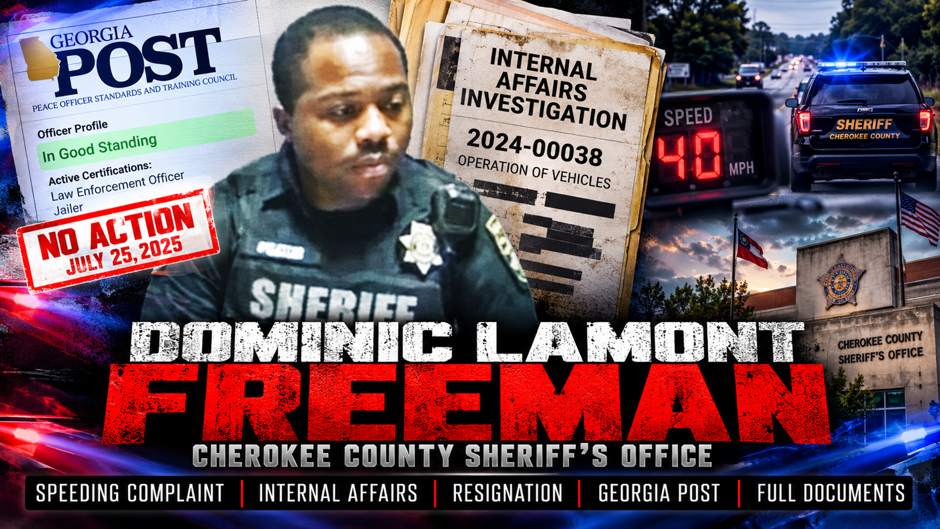 Dominic Lamont Freeman | Cherokee County Sheriff’s Office Internal Affairs, Speeding Complaint and Georgia POST No Action