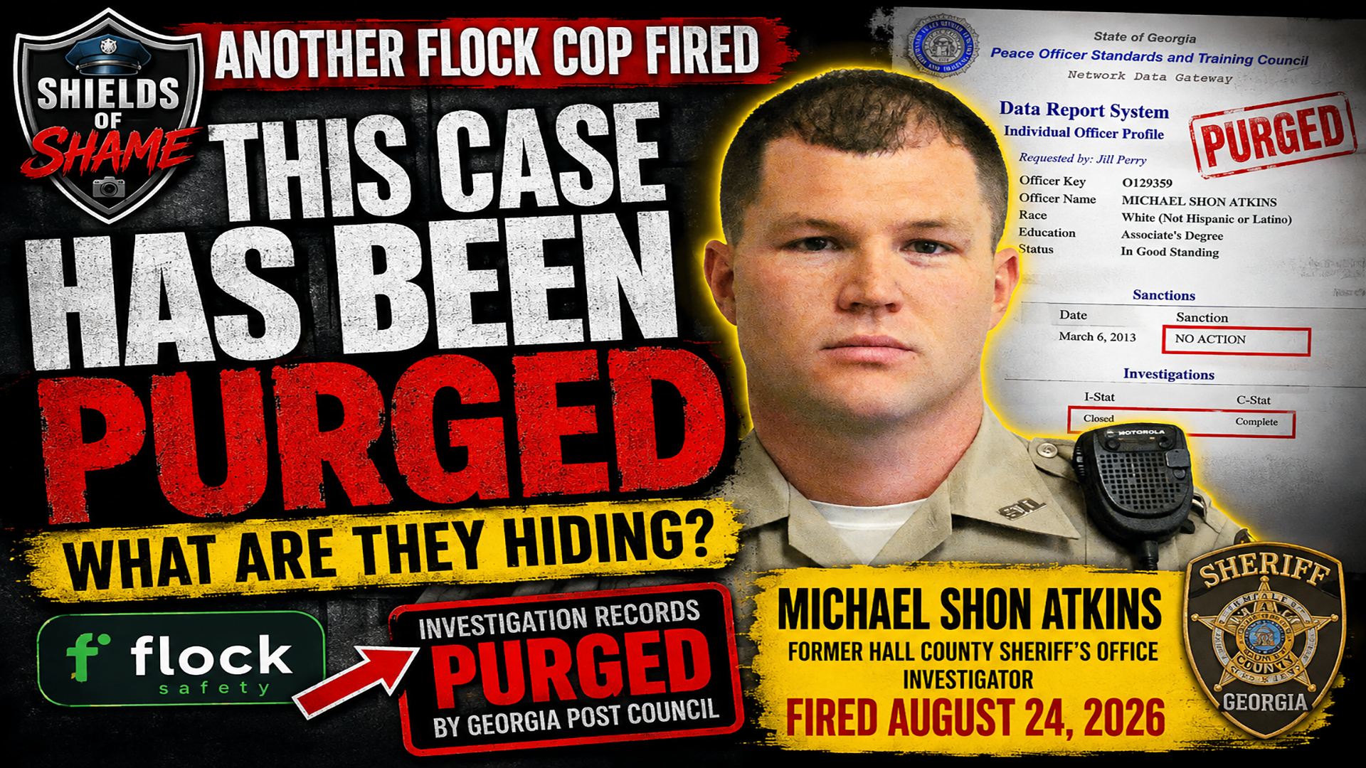 Michael Shon Atkins — Hall County Flock Misuse and Georgia POST Records