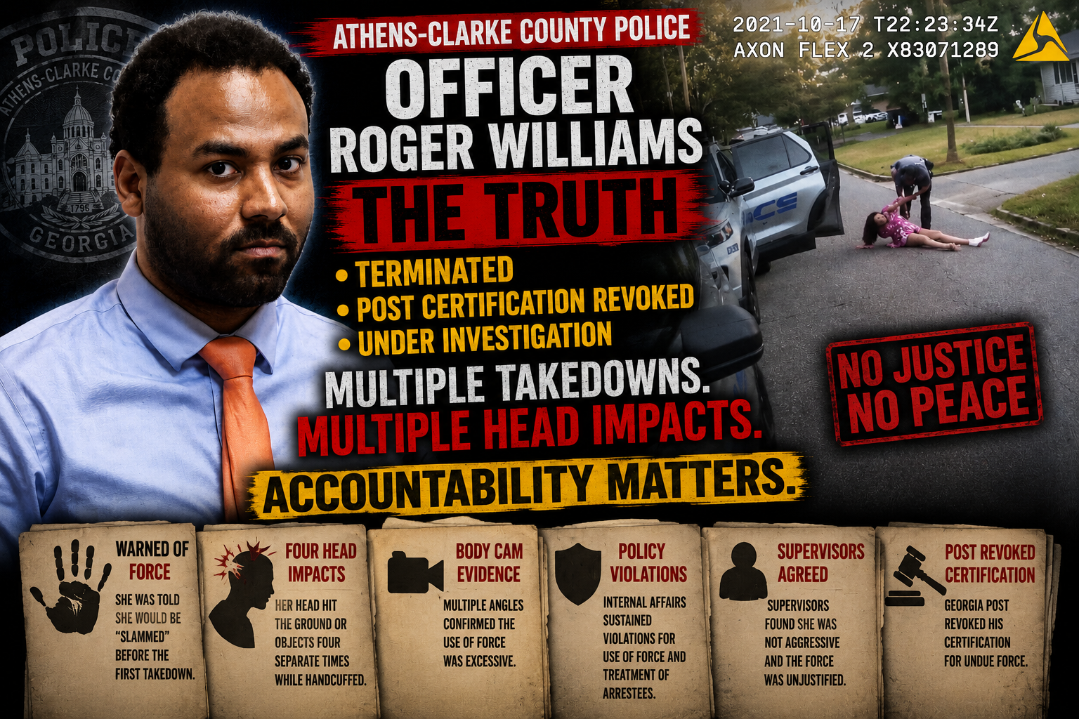 Roger Oliver Williams Jr. | Athens Officer Fired After Handcuffed Woman’s Head Injuries