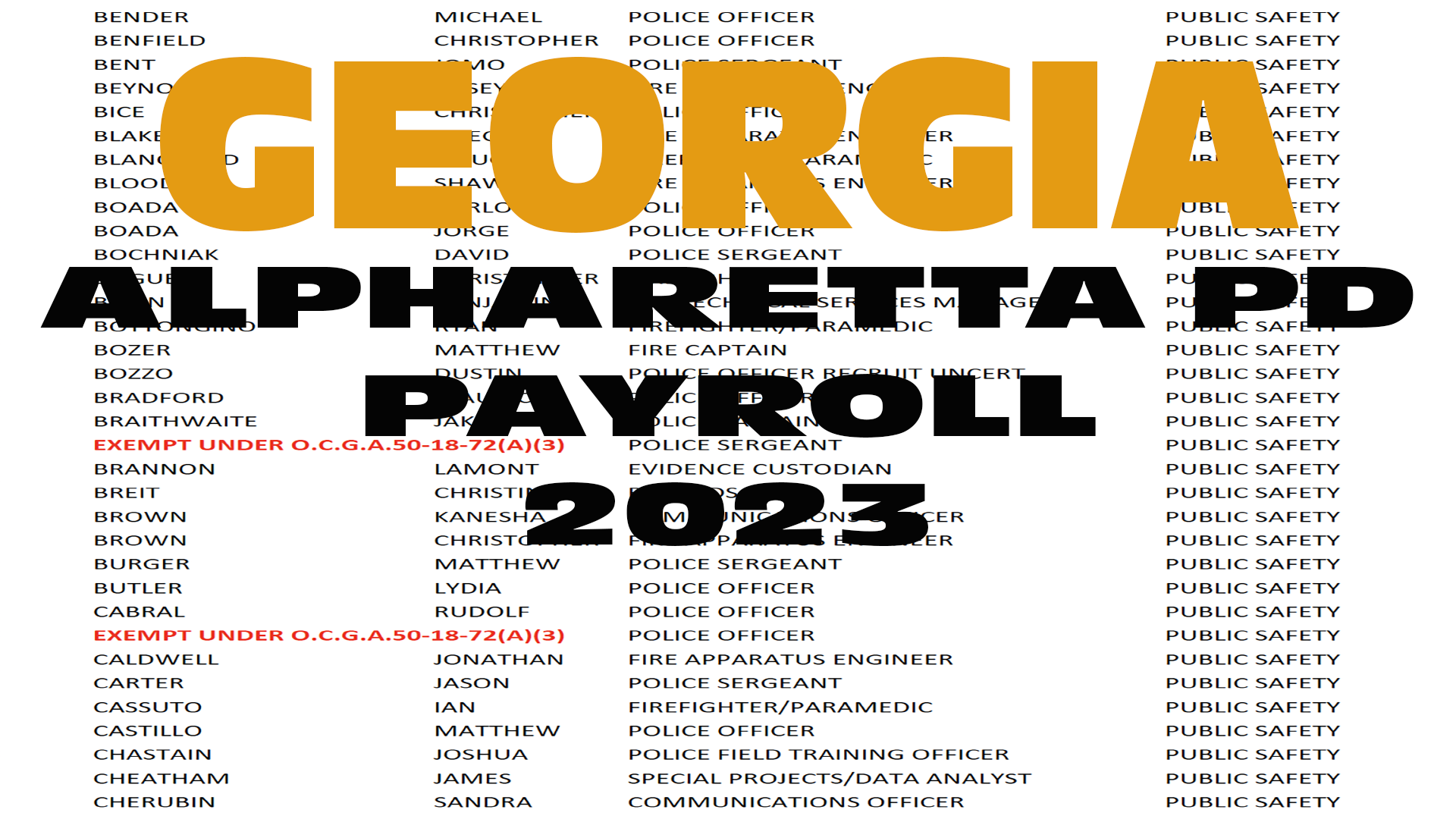 Alpharetta Police Department – Georgia Payroll Summary 2023