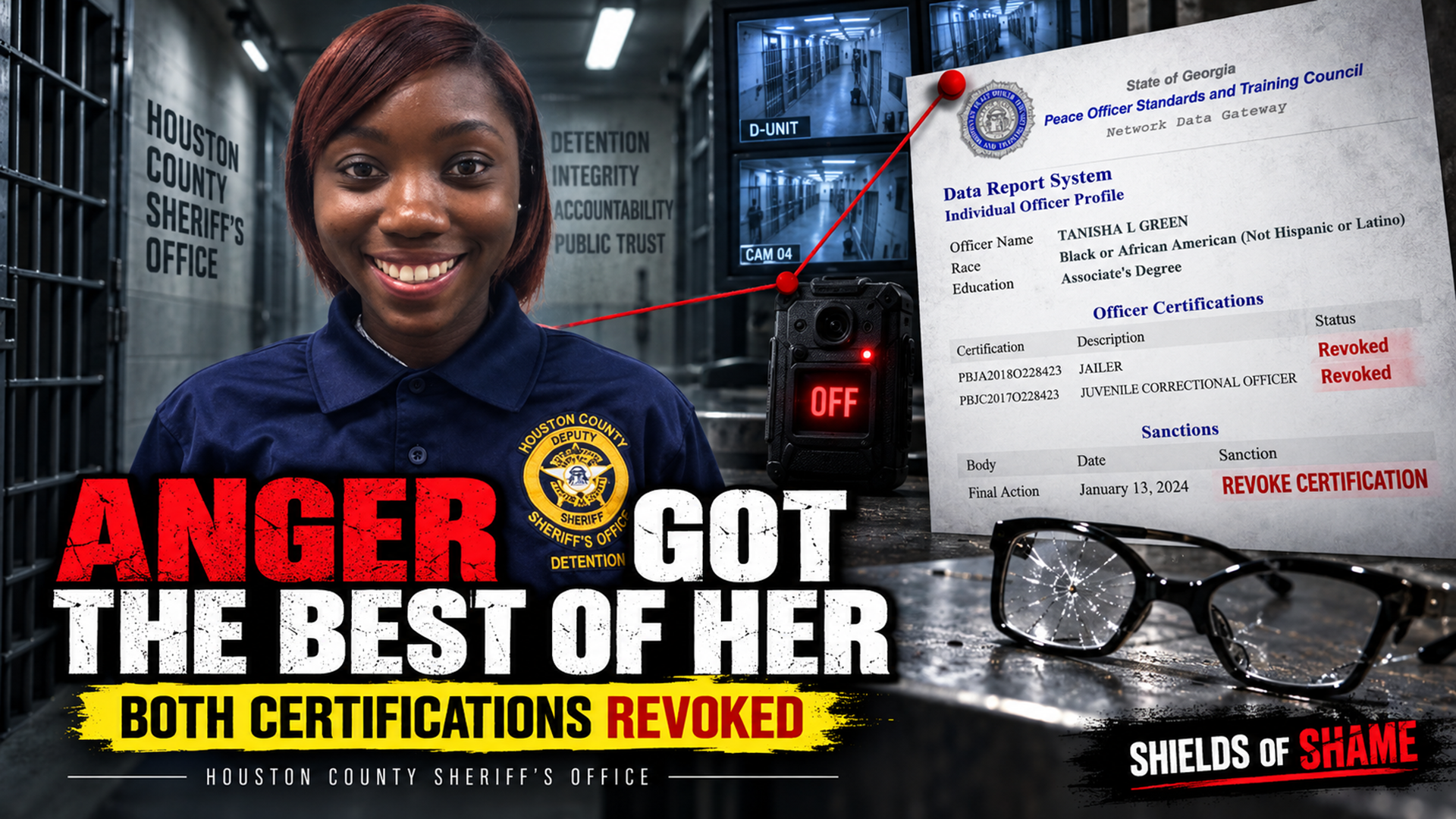 “She Allowed Her Anger to Get the Best of Her”: Houston County Jailer Tanisha Green’s Certifications Revoked After Inmate Confrontation
